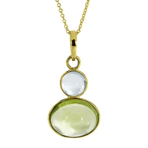 Triangel Anhänger 585 Gelbgold Peridot/Sky Blue Topas