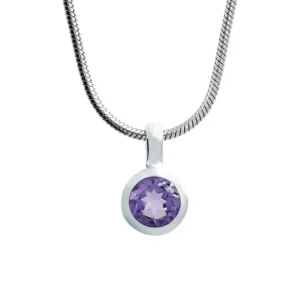 Triangel Anhänger si Amethyst rund fac incl Kette