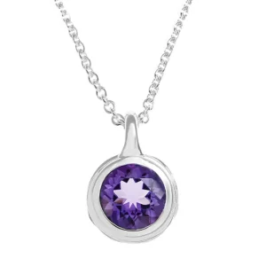 Triangel Anhänger Silber Crease Blossom Amethyst 8 mm rund fac