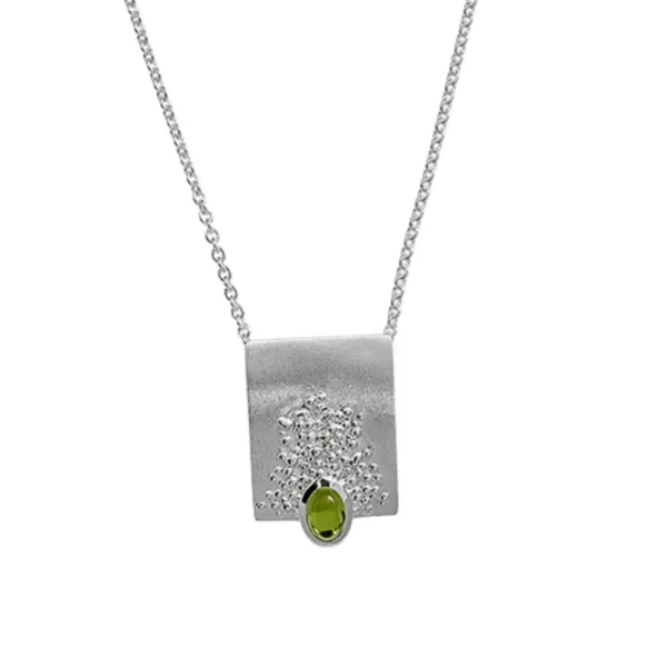 Triangel Anhänger Silber Dots Peridot 6x4 oval cab