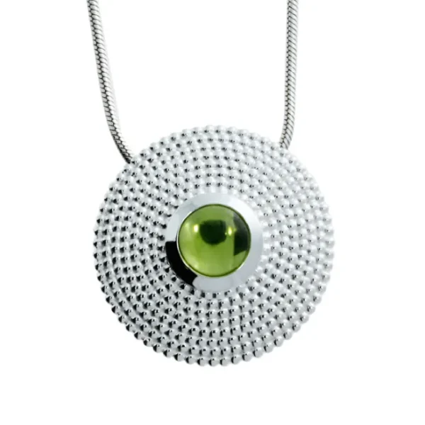 Triangel Anhänger Silber Dots Peridot 7 mm cab