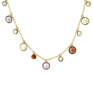 Triangel Collier 585 Gelbgold Edelsteinmix