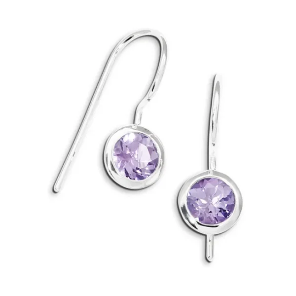 Triangel Ohrhänger Amethyst 6 mm rund fac.