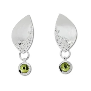 Triangel Ohrhänger Dots Silber Peridot 4 mm rund cab