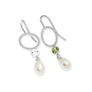 Triangel Ohrring Dots Silber 4 mm cab Peridot Perle Tropfen