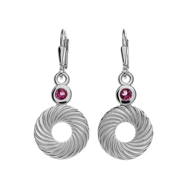 Triangel Ohrring Silber Waves pink Turmalin 3 mm rund fac