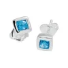 Triangel Ohrsteck Silber swiss blue Topas 4 x 4 mm fac