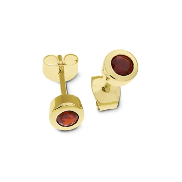 Triangel Ohrstecker 585 Gold Granat 3 mm rund fac