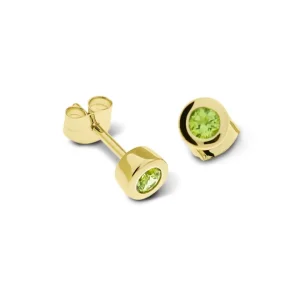 Triangel Ohrstecker 585 Gold Peridot 3 mm rund fac