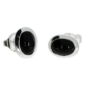 Triangel Ohrstecker si Onyx oval 7 x 5 mm cab