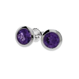 Triangel Ohrstecker Silber Amethyst 6 mm rund fac