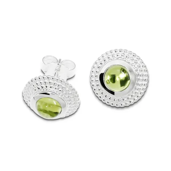 Triangel Ohrstecker Silber Dots Peridot 5 mm cab