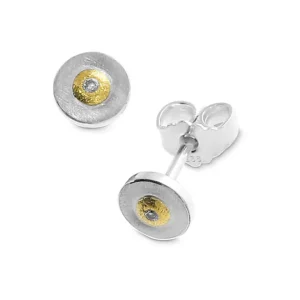 Triangel Ohrstecker Silber mit Feingold