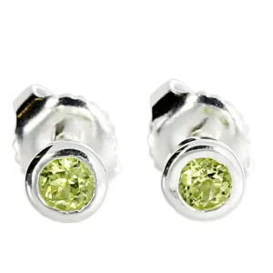 Triangel Ohrstecker Silber Peridot 3 mm rund fac