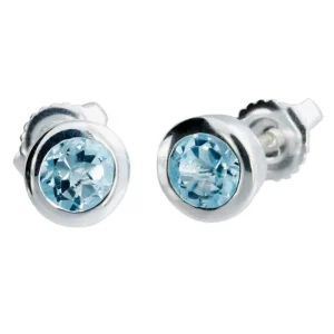 Triangel Ohrstecker Silber Sky blueTopas rund 5 mm fac