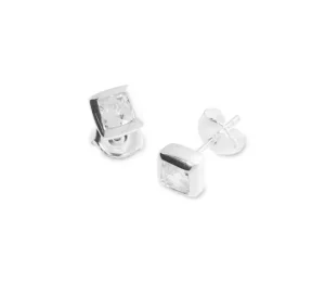 Triangel Ohrstecker Silber weißerTopas 4 x4 mm fac