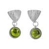 Triangel Ohrstecker Strandcores Silber Peridot 5 mm rund cab