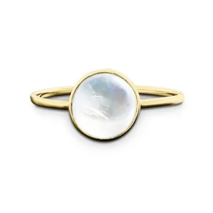 Triangel Ring 585 Gelbgold Mondstein 6 mm cab