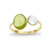 Triangel Ring 585 Gelbgold Peridot/Sky Blue Topas