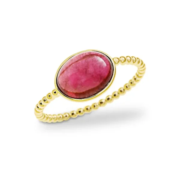 Triangel Ring 585 Gelbgold pink Turmalin