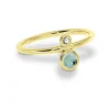 Triangel Ring 585 Gold Swiss Blue 4 mm cab / white saphire 2mm fac