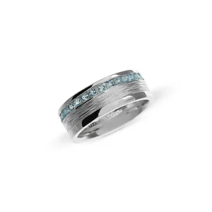 Triangel Ring Crease Silber 6 mm breit Swiss blue Topas Kanalfassung