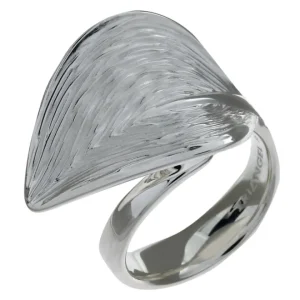 Triangel Ring Crease Silber offen großes Blatt