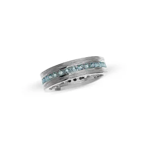 Triangel Ring Crease Silber Swiss blueTopas Kanalfassung 8 mm breit