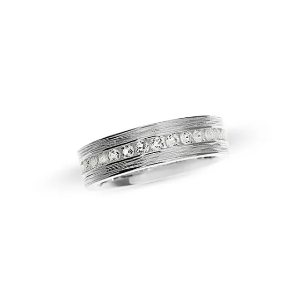 Triangel Ring Crease Silber weißer Topas Kanalfassung