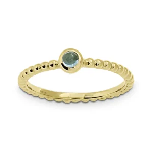 Triangel Ring Dots 585 Gold 3 mm, Topas Swiss Blue 3 mm cab