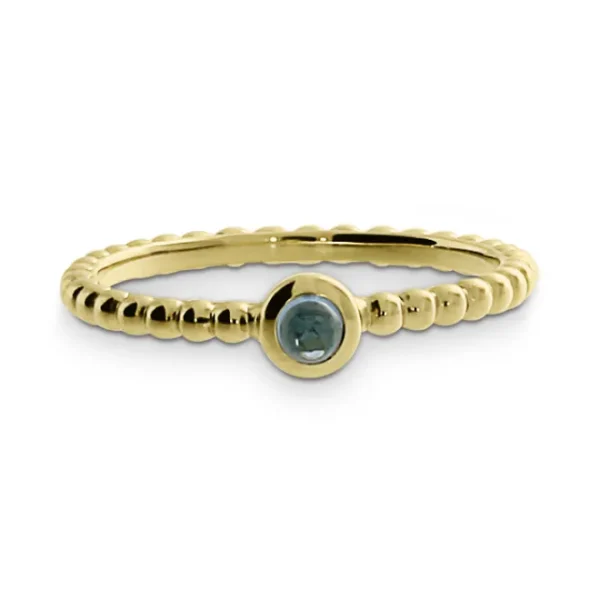 Triangel Ring Dots 585 Gold 3 mm, Topas Swiss Blue 3 mm cab