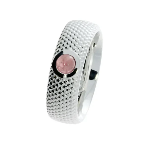 Triangel Ring Dots No2 Silber rosa Turmalin 4mm cab