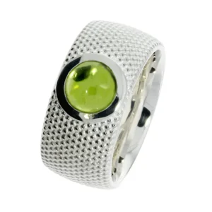 Triangel Ring Dots Silber 10 mm Peridot 7 mm cab