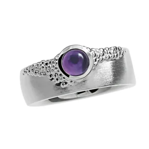 Triangel Ring Dots Silber Amethyst 5 mm rund cab