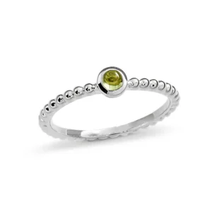 Triangel Ring Dots Silber 3mm mit Peridot 3 mm rund cab