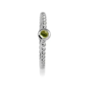 Triangel Ring Dots Silber 3mm mit Peridot 3 mm rund cab