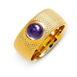 Triangel Ring Dots Tansanit 7 mm cab 585 Gold