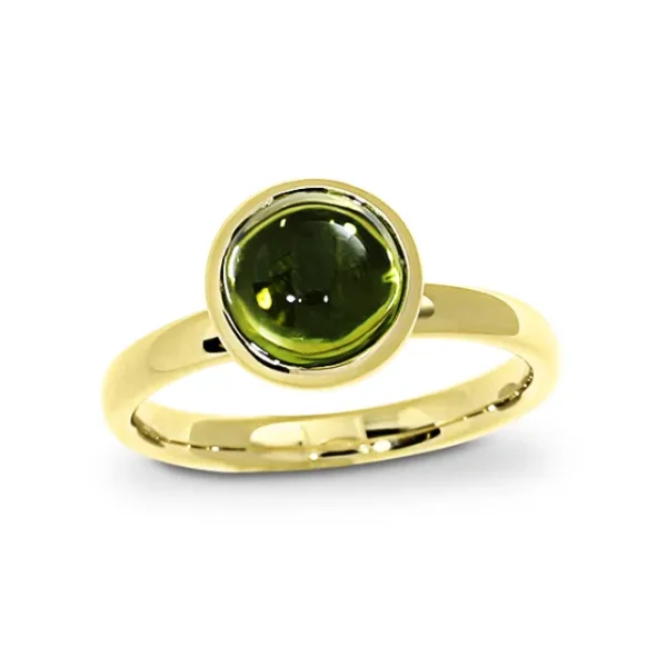 Triangel Ring Gold 585 Peridot 8 mm cab