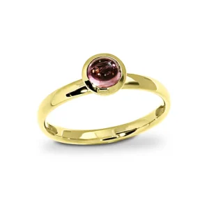 Triangel Ring Gold 585 rosa Turmalin 5 mm cab