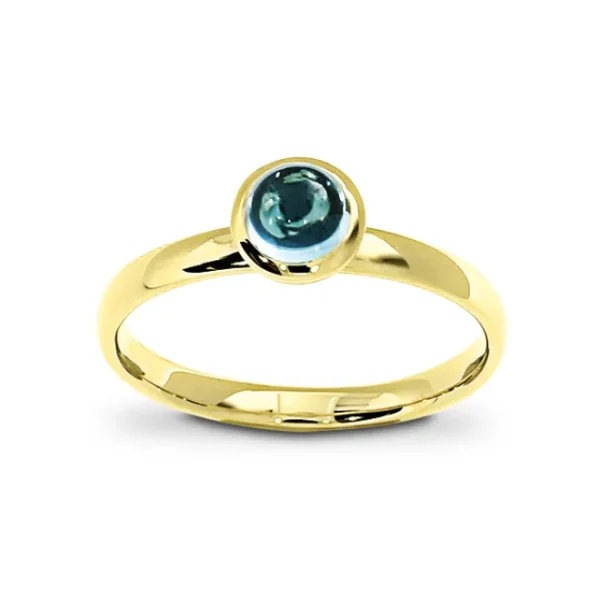 Triangel Ring Gold 585 Swiss blue Topas 5 mm cab