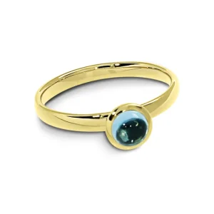 Triangel Ring Gold 585 Swiss blue Topas 5 mm cab