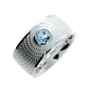 Triangel Ring Illusion Silber blauer Topas 6 mm