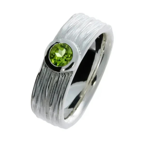 Triangel Ring si Crease Silber Peridot 5 mm fac