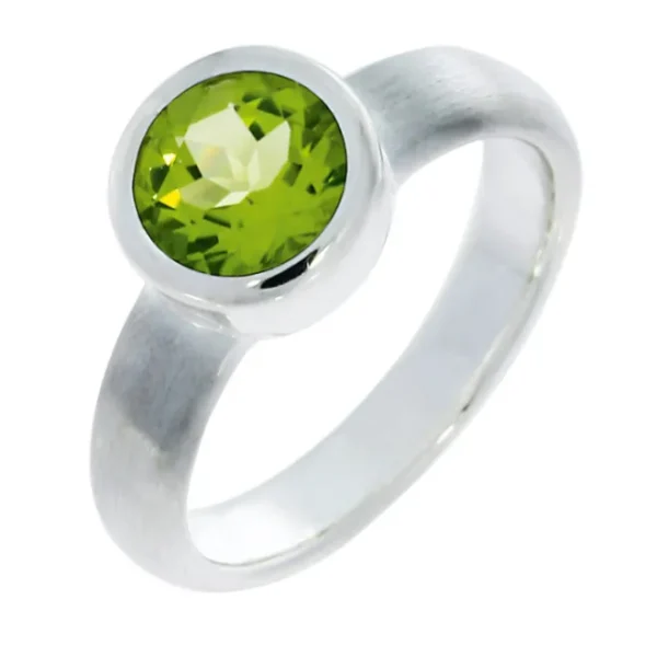 Triangel Ring si Peridot 7 mm rund