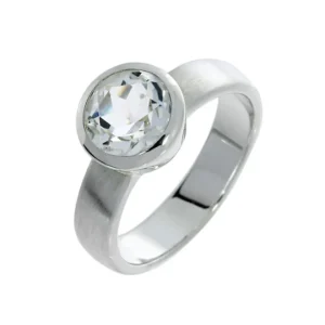 Triangel Ring si weißer Topas 8 mm rund fac