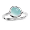 Triangel Ring Silber Aquamarin 7 mm rund cab