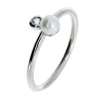 Triangel Ring Silber blauerTopas 2mm fac mit Perle 4mm