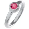 Triangel Ring Silber Crease Blossom Turmalin pink 5 mm rund fac