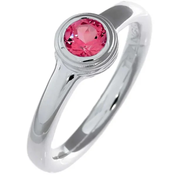 Triangel Ring Silber Crease Blossom Turmalin pink 5 mm rund fac