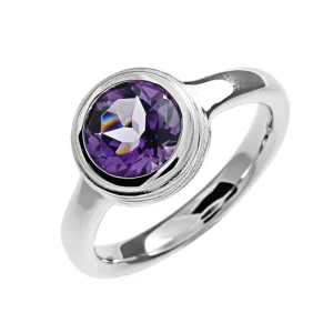 Triangel Ring Silber Crease Blossom Fassung Amethyst 8 mm fac